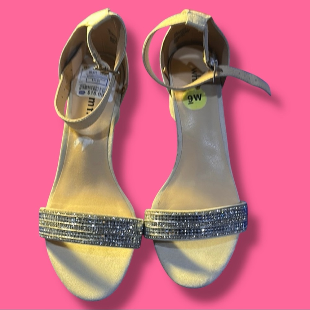 Mix No. 6 Cream and Silver Heels with Sparkly Strap